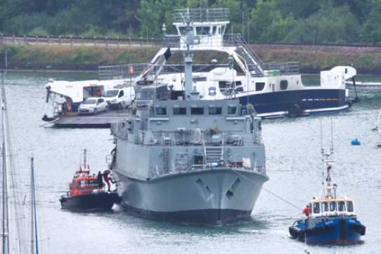 20 June 2023 - 08:07:36

-----------------------
BRNC training ship Hindostan departs Dartmouth.